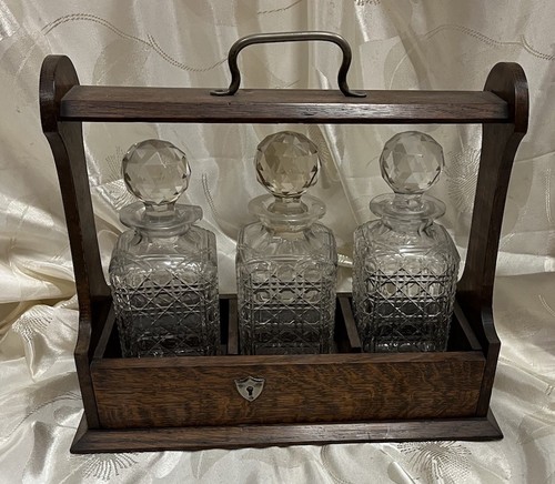 Antique wooden oak decanter - antique,