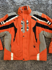 Spyder Dermizax EV Ski Jacket Mens XL Orange And Grey Winter Coat Insulated