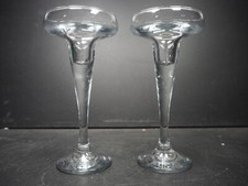 Pair of Vintage Crystal Blown Glass Candle Holders
