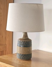 Danish Søholm Table Lamp. Made By Axel Svendsen. Rustic Stoneware, Blue & Brown.