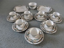 Wetley China England, 7 Cup Saucer Plate Trios, 2 Cake Plates & Sugar Bowl.
