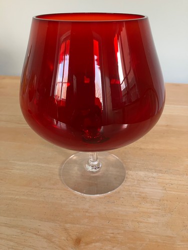 Vintage ruby red glass brandy - ,