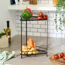 OHS 2 Tier Corner Shelf Free Standing Shelving Unit Metal Kitchen Storage Rack