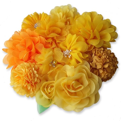 Yellow fabric flowers craft - yellow,