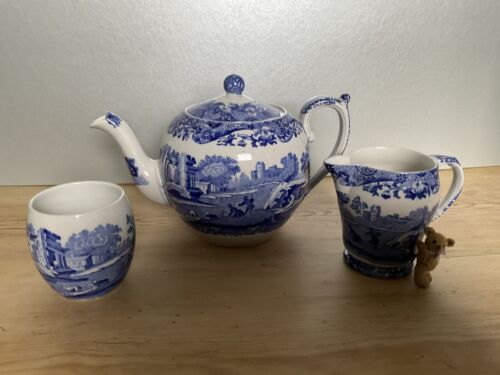 Spode blue italian tea set - spode,