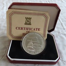 CONCORDE 1976 LONDON - WASHINGTON HM SILVER PROOF CROWNMEDAL - boxed/coa