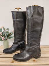 RUSSELL & BROMLEY BLACK KNEE HIGH BOOTS UK 6 EU 39 WOMENS LEATHER PULL ON VIBRAM