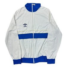 Vintage Umbro Track Jacket Retro English Sports White Blue Mens Small