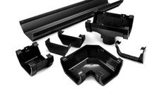 Black Plastic Square Style Guttering & Downspout Various Fittings Free Delivery