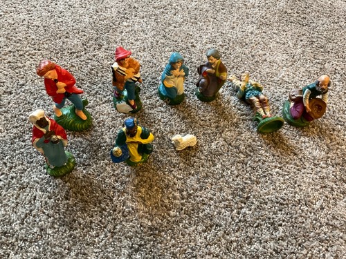 Vintage 9pc nativity - vintage, set