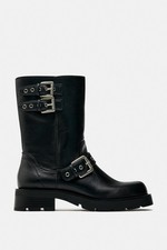 Zara Black Ankle Biker Boots