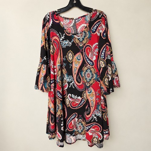 Womens black red paisley swing - paisley,