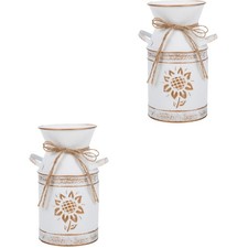 2pcs Home Metal Flower Bucket Vintage Flowerpot Gardening Planter Storage Bucket