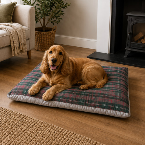 Premium tartan dog pet - tartan, bed