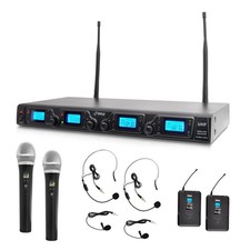 Pyle UHF Wireless Microphones Handheld/Belt-Pack/Lavalier/Headset PDWM4350U