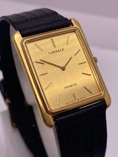 Lassale Seiko Mens Vintage Dress Quartz Watch Gold Tone Works New Battery