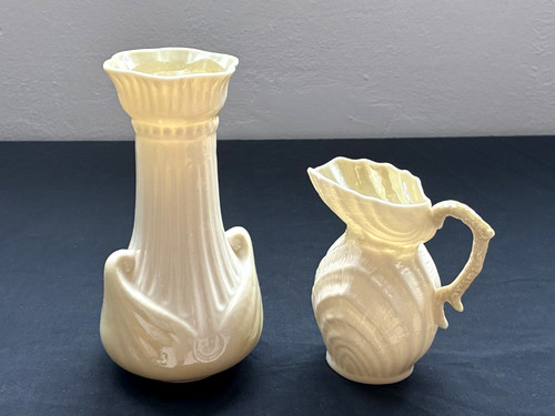 Belleek yellow lustre shell - belleek,