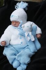  KNITTING PATTERN for  jacket romper  booties hat  toy  sizes nb to 12m  dk