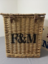 F&M Fortnum & Mason Tall Wicker Basket / Hamper / Storage Basket