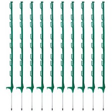 Electric Fence Posts Plastic Poly Poles 4ft Green 10pk, Horse Paddock Line Tape