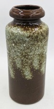 WEST GERMAN VINTAGE SCHEURICH KERAMIK BROWN FAT LAVA POTTERY VASE c1960's