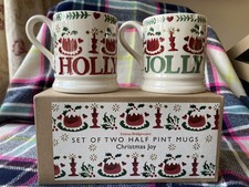 BNIB Emma Bridgewater- Set of 2- Half Pint Mugs- Christmas Joy 🎄-one is chipped