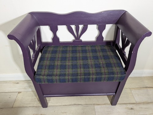 Purple pine settle bench - purple, with