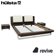 Hülsta Tamis Wood Leather Bed Dark Brown 160x200 Nightstand