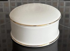 Hadida Bathroom Collection Bone China Small White Cannister,  Lid & Gold Trim.