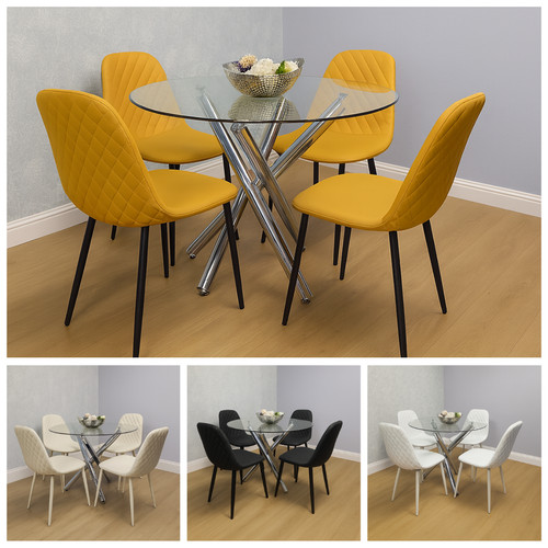 Round glass dining table 4 - &,