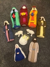 A Beautiful Hand Knitted 10 Piece Nativity Set