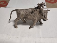 Novelty Silver Matador Bull Cockrail Stick/Toothpick Holder (4 Cocktail Sticks)