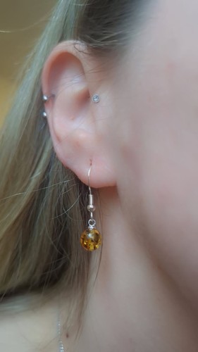 Natural baltic amber bead - natural,