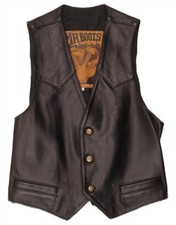 VINTAGE Mens Leather Waistcoat IT 48 Medium Black HW08