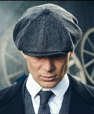 Peaky Blinders Hat Newsboy Flat Cap Herringbone Tweed Wool Baker Boy Gatsby