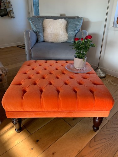 Super large buttoned footstool - super,