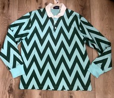 ROWING BLAZERS NEW YORK Rugby Polo Zig Zag Stripe Green Size XL NEW
