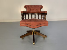 George Smith "Captain's" Swivel Office Chair Armchair - In Pink Leather