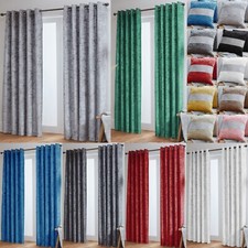 Crushed Velvet Curtains Pair