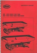 Vicon Fertiliser Spreader BS 950 1000 1100 1200 1400 1500 1650 1800 2000 Manual