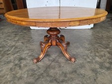 Antique Victorian oval tilt top pedestal dining table seat 6