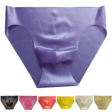 Rubber Underwear Mens Latex Briefs Low Waist Style Solid Color Pattern