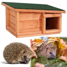 Hedgehog House Hibernation Shelter Predator Proof Solid Wood Feeding Station
