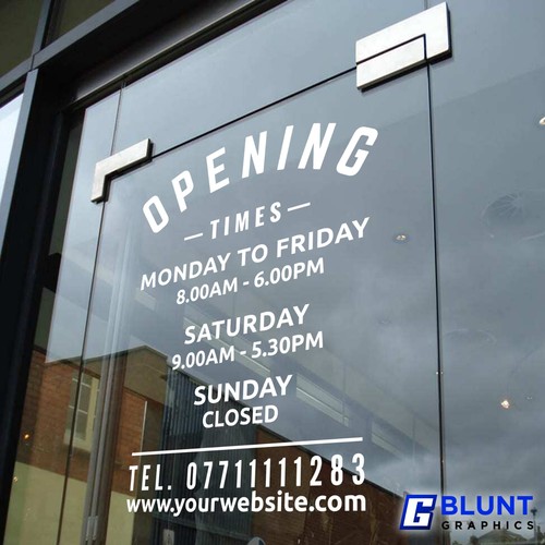 Shop window opening hours - shop,
