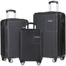 Suitcase Set of 3 ABS Cabin Hard Shell Luggage Travel Trolley 4Wheel Lightweight