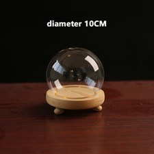 Glass Dome Display Bell Jar Cloche Wood Base Figure Action Storage Display Decor
