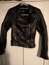 All Saints Spitalfields Women's Black Leather Biker Jacket UK Size 10