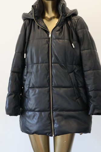 Zara black faux leather hooded - leather,