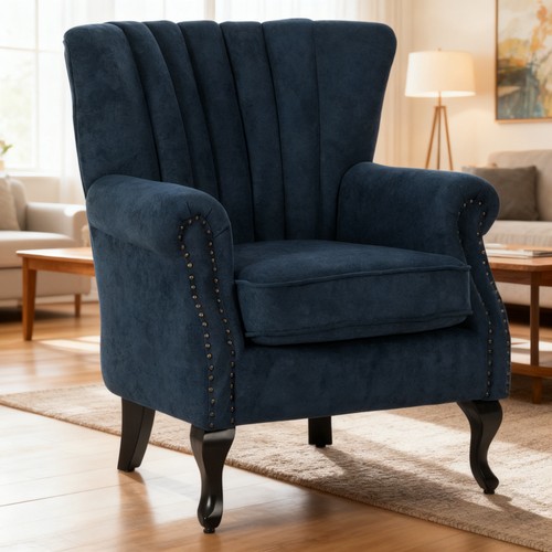 Upholstered scalloped wingback - upholstered,