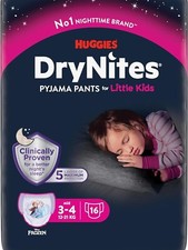 Huggies DryNites Ultra-Absorbent Pyjama Pants for Girls age 3-4y - 16 Jumbo Pack
